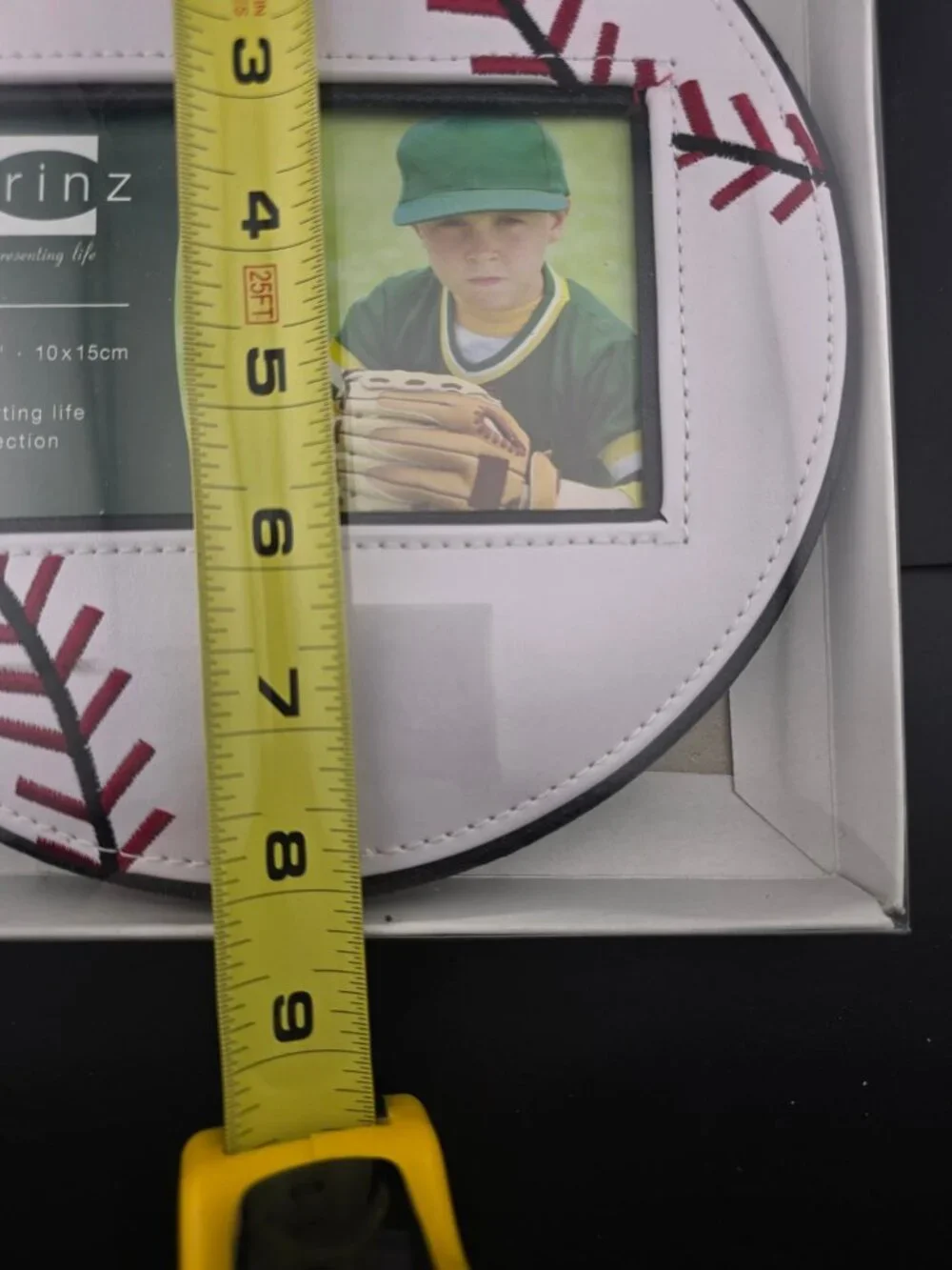 NWB 4x6 Baseball Photo Frame By Prinz Sporting Life White & Red Stitches Design